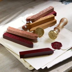 Geschenkverpackungen|Schreibwaren^LOBERON Wachsstempel und Siegelwachs Movique braun/rot/gold