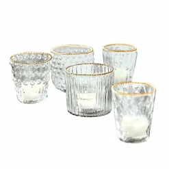 Windlichter|Kerzenhalter^LOBERON Windlicht 5er Set Jarnac klar/gold