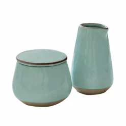 Geschirr|Geschirr^LOBERON Zuckerdose und Milchkännchen Biarré türkis